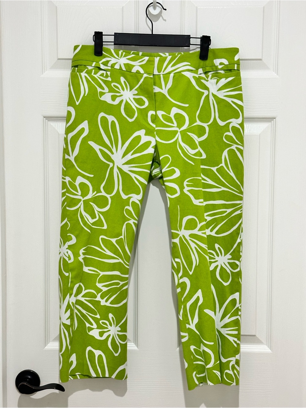 Lafayette 148 New York Lime Green and White Floral Capri Pants